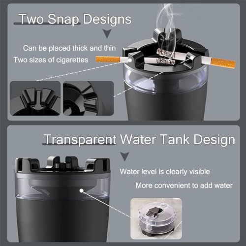 SIMPLICO Car Cigarette Ashtray with Lid with Water Tank Portable Detachable Vehicle Ashtray Cigarette Ashtray Windproof Creative Ashtray With Funnel & Water Tank Design, Suitable For Car/office/home