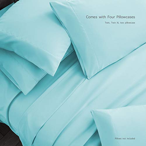 BASIC CHOICE 6 Piece Sheet Set - Luxury Soft 2000 Series Wrinkle & Fade Resistant Bed Sheets - King, Light Blue