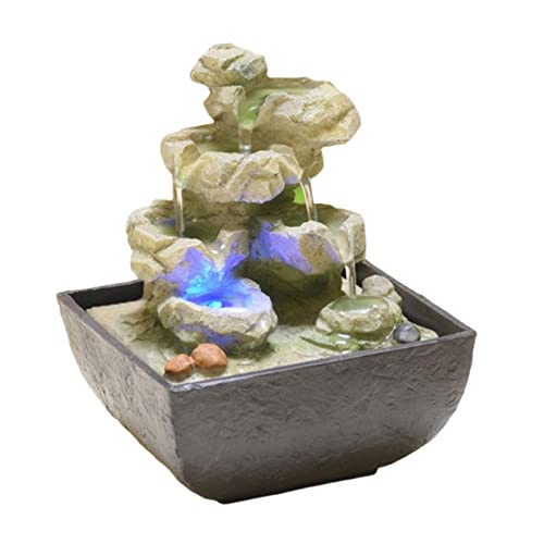 ATORSE® Desktop Fountain 4 Tiers Meditation Illuminated Water Fountains with Lights