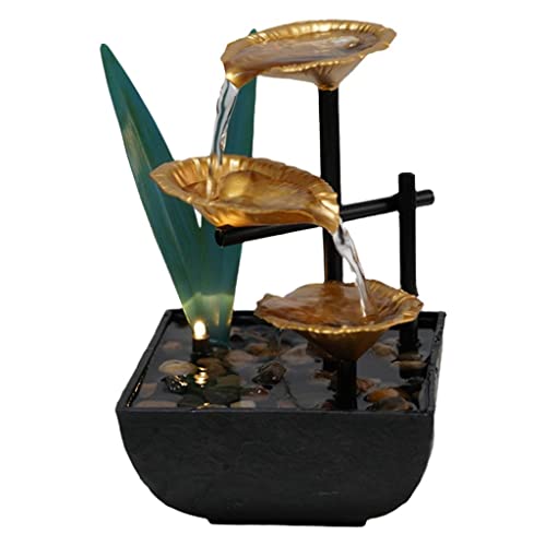 ATORSE® Tabletop Fountain 3-Tier with Light Electric Pump for Meditation Home Decor