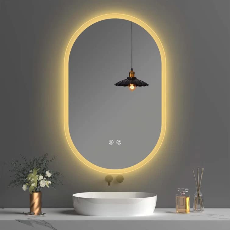 VENETIAN IMAGE Oval LED Wall-Mounted Bathroom Vanity Mirror with Anti-Fog and Dimmable 3k/4k/6k Led Lights (36" x 24")/ 60x90cm