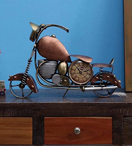 SUNTOWN Wrought Iron Decorative Showpiece Bike Clock Table Decor for Living Room/Hotel/Restaurant/Home/Office/Dining/Gift/14 * 3 * 9 in