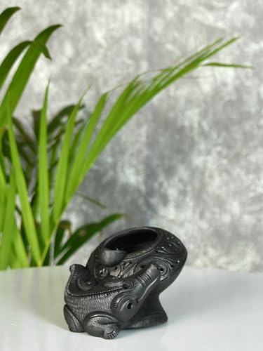 Mayii - Dual-Fired Terracotta Crocodile Ashtray Sculpture showpiece, set of 1 Premium Terracotta made Tabletop home decor for living room and gifting(9 cm,Black)
