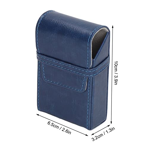 PU Leather Cigarette Box, Cigarette Holder Universal Fine Workmanship 20 Capacity Portable for Home (Blue)