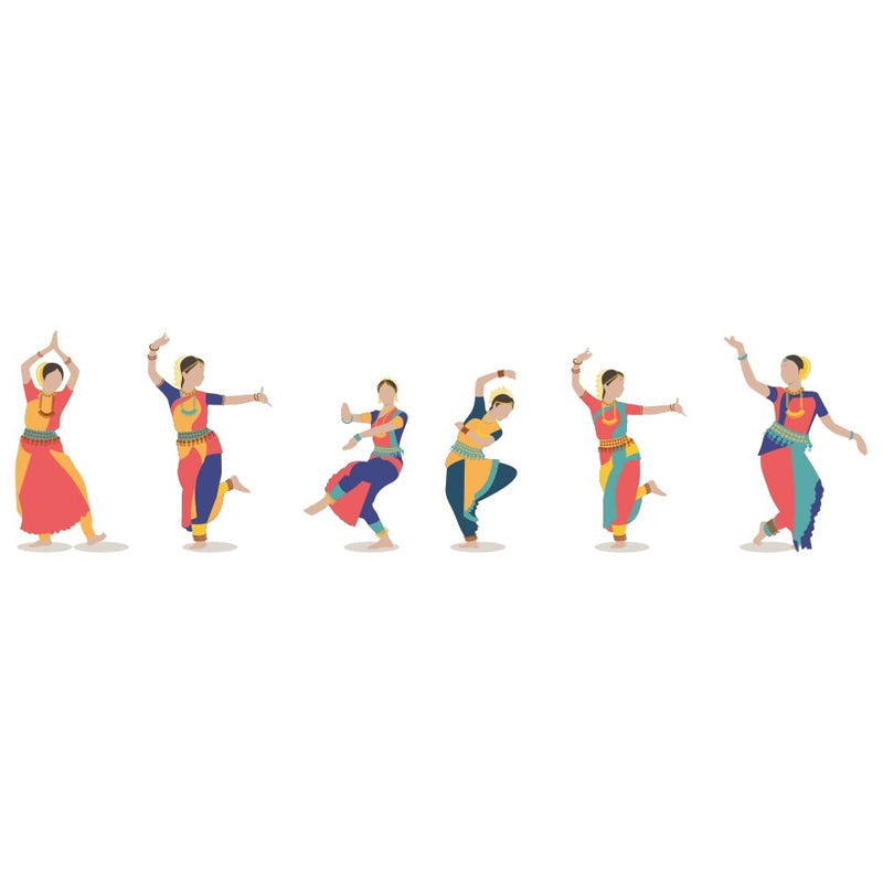 Wallzone Bharathanatyam Large Vinyl Wallsticker for Home Decoration (162 cm x 43 cm)