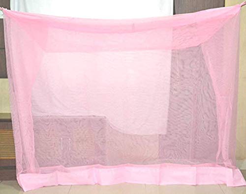 Divayanshi Polycotton Mosquito net for Bed (Pink, 7 x 7 ft)