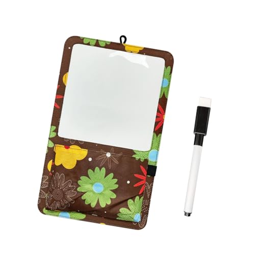 ATORSE® Magnetic Storage Pocket with Message Board for Fridge Whiteboard Home School brown