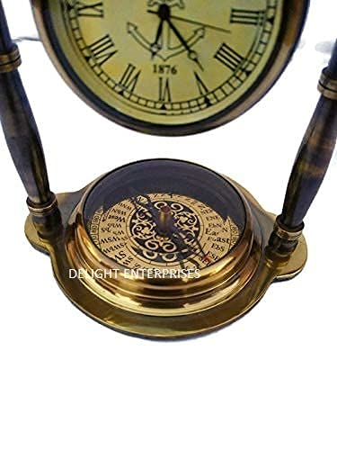 Delight Enterprises Clock Table Clock with Compass