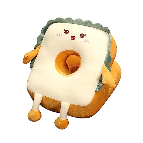 CALANDIS® Cute Toast Nap Pillow Seat Cushion Pad Ice Silky Cloth Travel Pillow 25X30Cm Happy | 1 Nap Pillow