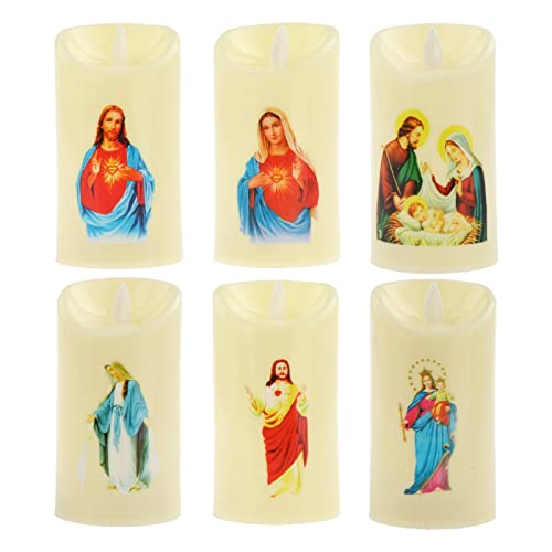 ATORSE® Electronic Candle Flameless Pillar Light Decoration Sacred Man with Heart