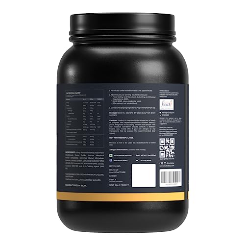 NUTRABAY Gold 100% Whey Protein Isolate with Digestive Enzymes - 25g Protein, 5.8g BCAA, 4.3g Glutamic Acid, Muscle Growth, Gym Supplement for Men & Women - 1Kg, Rich Chocolate Crème (33 Servings)