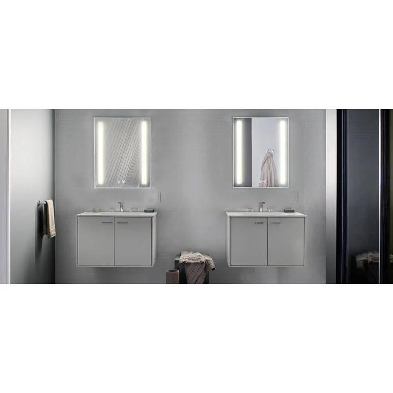 Artessa Designer Rectangular LED Mirror with Defogger, Dimmer-Option & 3-Colour LED for Bathroom (70 x 50 CM)