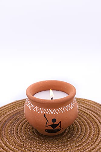 Aturabi Home Earthen Candle, Pot Shape, Dance Paint, Pack of 1, Lemongrass