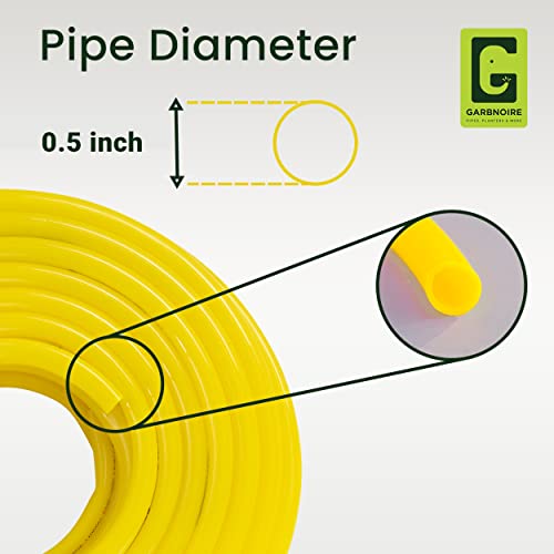 garbnoire 10 Meter 0.5 Inch PVC Heavy Duty Garden Pipe| Hose With Quick Connector, Tap Adapter & 8 Pattern Water Spray Gun For Gardening, Cleaning Outdoor, Indoor Use- Yellow (10 Meter (32.8 Feet))