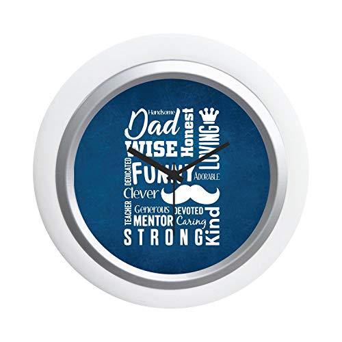 TheYaYaCafe Yaya Cafe Table Desk Clock Wooden Mentor Strong Loving Dad - 6x6 inches, Round (White Frame, Unbreakable Flexiglass Cover, Analog)