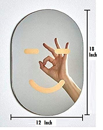 SEVEN HORSES Frameless Capsul Shape Bevelled Wall Mirror for Dressing,Bedroom,Bathroom, Living Room,Entrance and Makeup Mirror (12 inches X 18 inches)