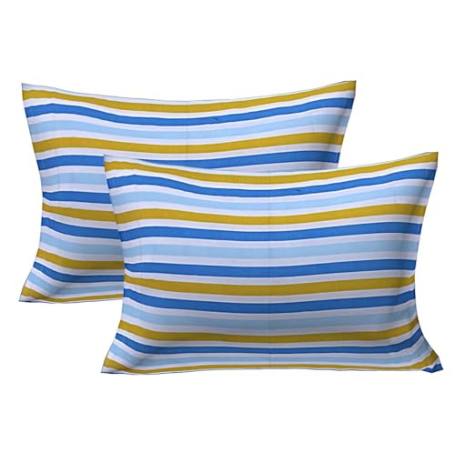 Kuber Industries Micro 130 GSM Double Bedsheet with 2 Pillow Cover (Blue & Yellow) (Pack of 5)