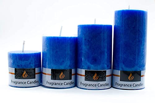 The Decor Affair Set of 4 Exquisitely Crafted Small Pillar Candles with Mesmerizing Marble Finish, Infused with The Refreshing Essence of Sea Breeze.