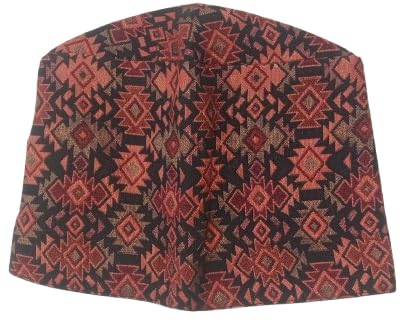 Wool Blend Southwestern Geometric Pattern Throw Blanket, 127 cm x 152 cm, Burgundy and Black