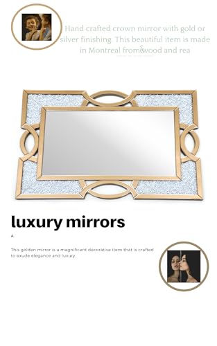 AR MODULERS Gold Cloud Chrome Squar Wall Mounted Mirror, Gold, Mounted for Luxury House of Luxury Mirror