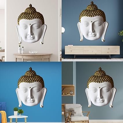 Shawshank 3 Feet Buddha Face Wall Hanging Mural Showpiece for Home Entrance Decor, Office, Study Room - Idol Statue Shri Buddha face Wall Mount(white)