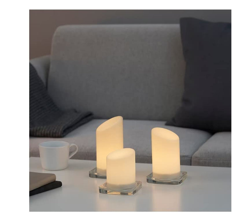 ÄDELLÖVSKOG LED Block Candle in/Out White , (Set of 3)