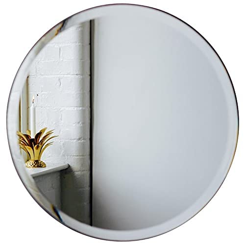 Cheval Glass Round Wall Mirror for Bathroom Wash Basin Living Room Bedroom (Round, 18 X 18 Inches).