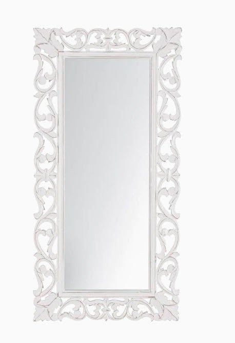 DENCOITRY Wooden Living Room Wall Mirror, White Frame || 60 X 24 inches || without Mirror