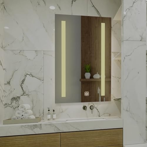 TINITALO Bathroom LED Mirror Home Mirror Wall Mirror with Touch Sensor, 3 Light Effects, Glass, Rectangular LED-67 (24 x 42 Inch)