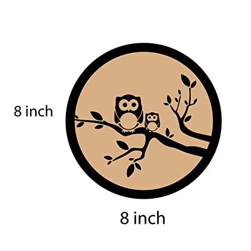 DOTME Owl In Tree Wooden With Vinyl Sticker Decorative Design Wall Decor For Home Kids Bedroom Living Room Hall DIY Art 8 INCH (Black)