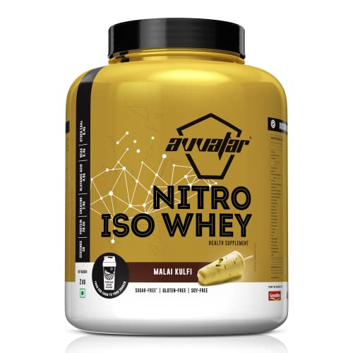 AVVATAR NITRO ISO WHEY | 2Kg | Malai Kulfi | 28.5g Protein | 50 Servings | 2.8g Creatine Monohydrate