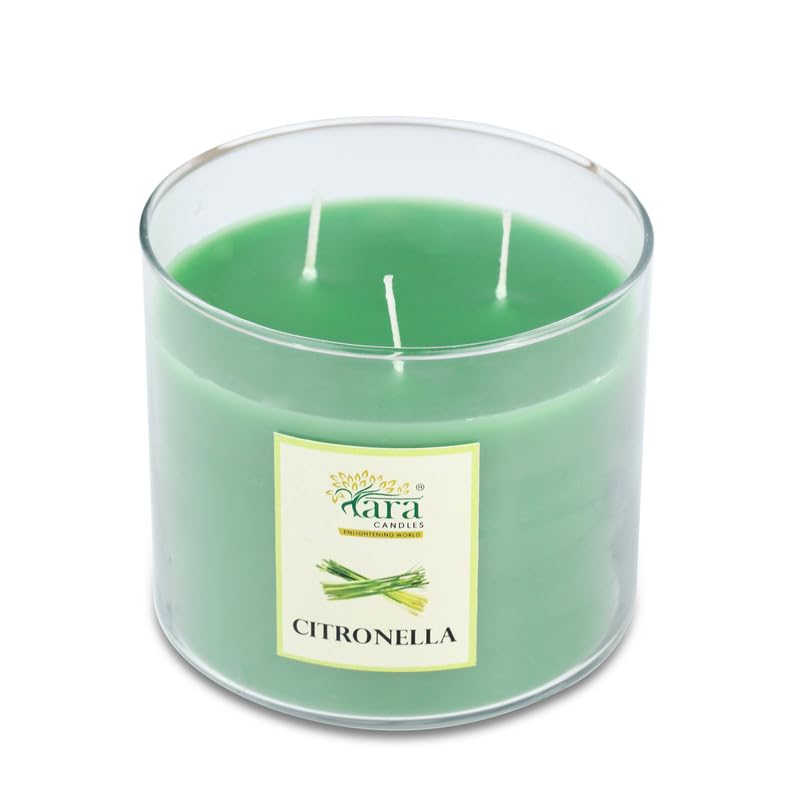 Tara Enlightening World - (Citronella Fragrance) - Chrome Lid Glass Jar Candle| Scented & Smokeless (Green)