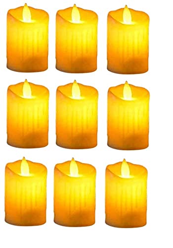 Veecraft Dancing Flame Battery Operated LED Candle, Tealight Diya, Warm White Tea Light Candles for Home Decoration Wall Lighting Decoration (Dancing Flame) (Pack of 9)