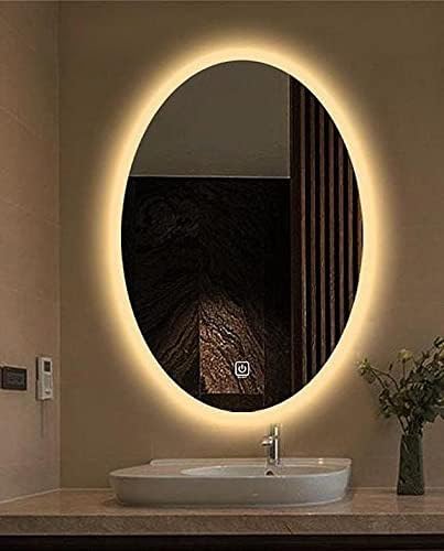 SmileSellers Led Oval Shaped Mirror, Led Illuminated Vanity Mirror with Touch Sensor, Wall Mounted Mirror for Bathroom, Bedroom & Makeup Room (24X18)