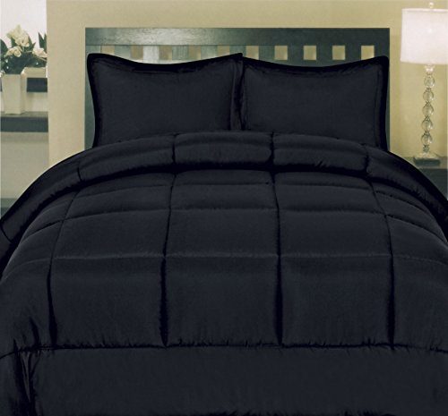 Sweet Home Collection Bed-in-a-Bag Solid Color Comforter and Sheet Set, Twin, Black, 7 Piece