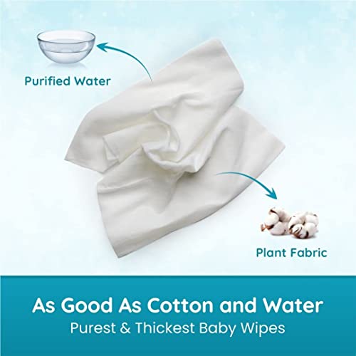 Mother Sparsh 99% Pure Water (Unscented) Baby Wipes I Natural Plant Made Cloth - Super Thick I 72 pcs/Pack - Pack of 6 (Super Saver Pack)