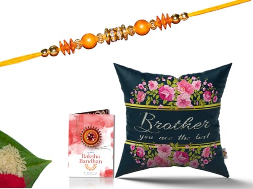 Pillow Rakhi for Brother with Gift - Rakhi with Rakhi Cushion with Filler Greeting Card- Rakhi for Brother, Gifts for Brother, Gifts for Rakhi, Gifts for Rakshabandhan Rakhi Gifts-CH-BRO-19-PF