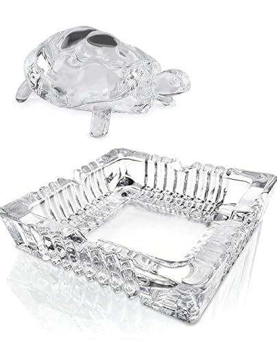 Crystal Glass Turtle Figurine, Decorative Clear Glass Tortoise Sculpture, Home Decor (9 cm Plate and 8 cm tortoise)