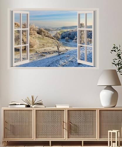 JVERF - JZZA22376 Germany Winter Scenery Bergweiler Frost| Self-Adhesive Open Window Wall Sticker