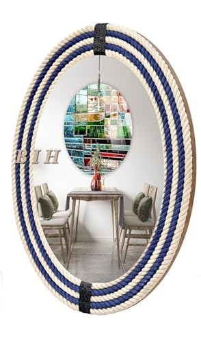 Big international handicraft Home Mirror Hand oprated Wall Mounted Rope Mirror Living Room Office Room bethroom Kitchen Room Hall Room (Shape, Ovel, New, Glass,) (30"×22")