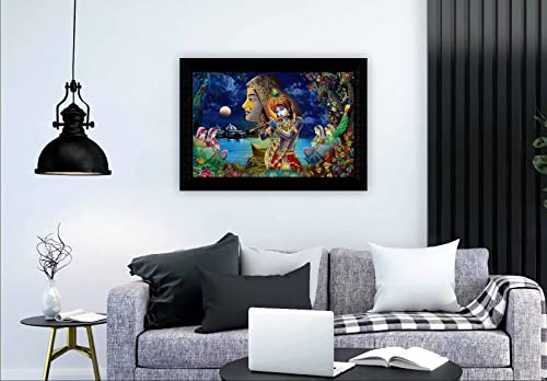 SAF Pack of 1 Radha krishna religious modern art wall painting with framed for living room 11 inch x 14 inch CANFM31423