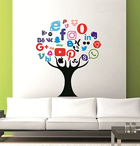 Meet Cute™ Social Media Tree Wall Sticker for Living Room, Bed Room, Kide Room