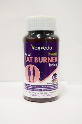 Voxveda's Fat Burner for Men & Women | Herbal Fat Burner Tablets 1500 mg (60 Tablets) | Helps Weight Loss Support with Herbal Extracts - 10X Formula | Helps Burn Fats