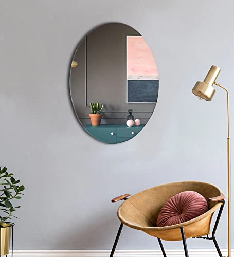 Venetian Design Extra Clear Oval Frameless Wall Mirror | 24 x 18 Inches | Mirrors for Bathrooms