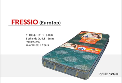 NIGHT CARE Fressio 4" HDPE Comfort Mattress | Dual Side Quilt 16mm || Soft & Firm Support || Dual Reversible Mattress || 2" High Resilience Foam || HD Mattress for Back Pain Relief (70x72x4cm)