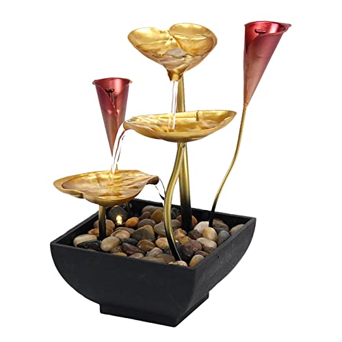 CALANDIS Tabletop Water Fountain Waterfall Desk Ornament for Home Indoor Garden