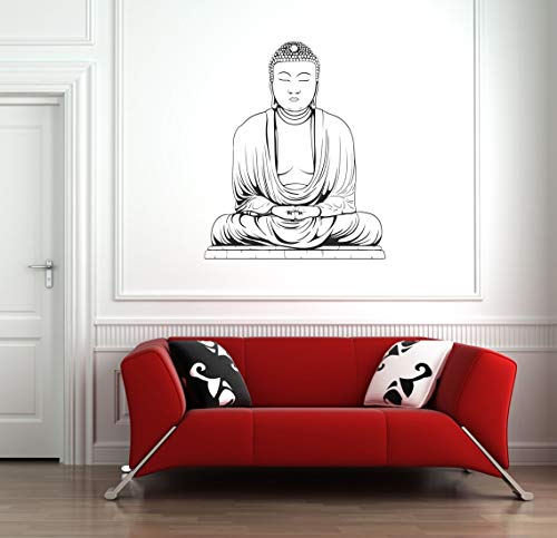 Spritual Black Buddha Self Adhesive VinylWaterproof Decorative Wall Stickers for Hall, Bedroom, Kitchen and Furniture