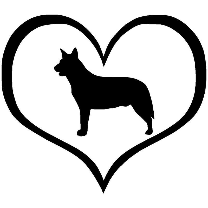 GADGETS WRAP Vinyl Wall Decal Sticker Australian Cattle Dog Heart Car Windshield Decorative