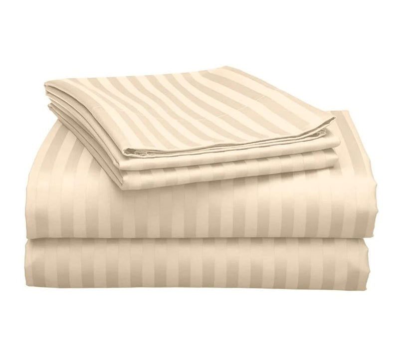 Kihar Cotton Stripes Duvet Razai Quilt Cover for Single Bed for Quilts with Zipper Closure (60 x 90 Inch) Beige