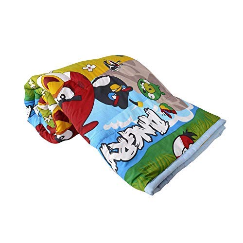 Royal Traders Cotton and Microfiber Cartoon Kids Design Print only Single Bed Reversible AC Blanket (angry Bird)